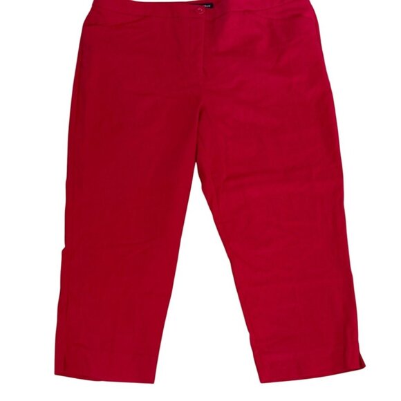 Mario Serrani Capri Pants Womens Red Comfort Stretch Size 14 Tummy Control - Picture 1 of 8